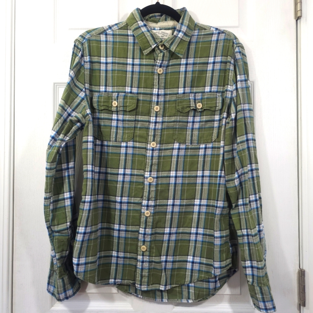 Aeropostale Multi Color Plaid Long Sleeve Button Down Shirt Size Medium